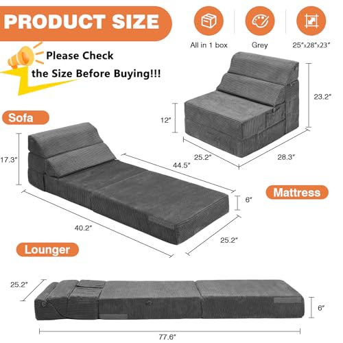 Folding Sofa Bed Convertible Sleeper Chair with Back Support I89003