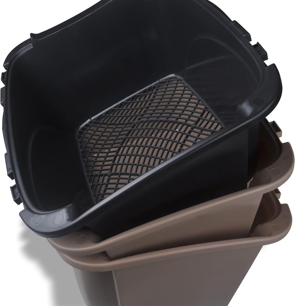 Enclosed Sifting Cat Pan with Odor Control Door, Large, Beige A134447