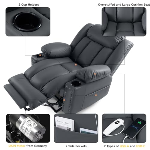 Power Lift Recliner Chair for Elderly with Heat and Massage, Adjustable Positions, Dark Brown P618617