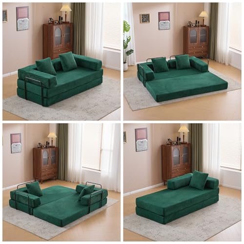 Foldable Floor Sofa Bed with Pillow Back and Armrest, Dark Gray S29408