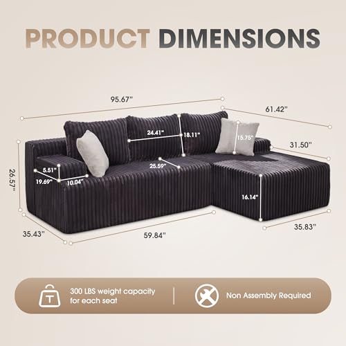 Modular L-Shape Sectional Sofa with Oversized Chaise A47792
