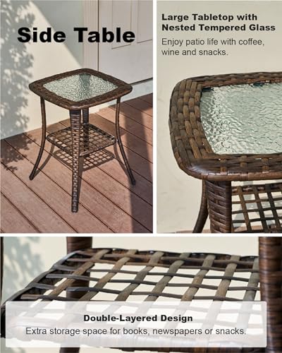 Outdoor Wicker Conversation Set with Cushions, 7 Pieces P4930