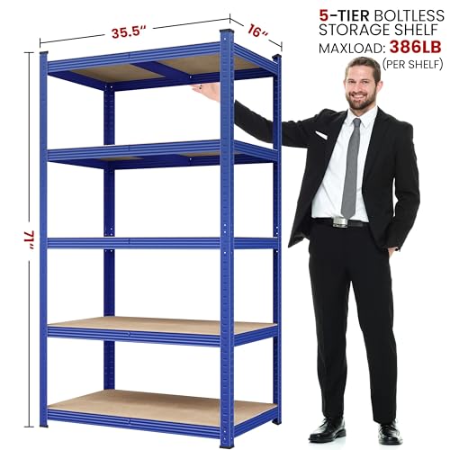 5-Tier Adjustable Metal Shelving Unit for Garage, Pantry, and Warehouse M7734