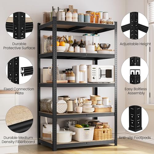 5-Tier Adjustable Metal Shelving Unit for Garage, Pantry, and Warehouse M7734