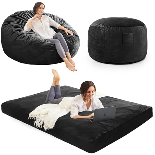 Giant Bean Bag Chair Convertible Bed with Microfiber Cover X2136