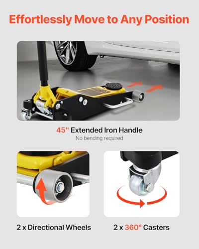 3 Ton Low Profile Racing Floor Jack with Dual Pistons, Lifting Range 3-6/11" to 19-11/16" T215298