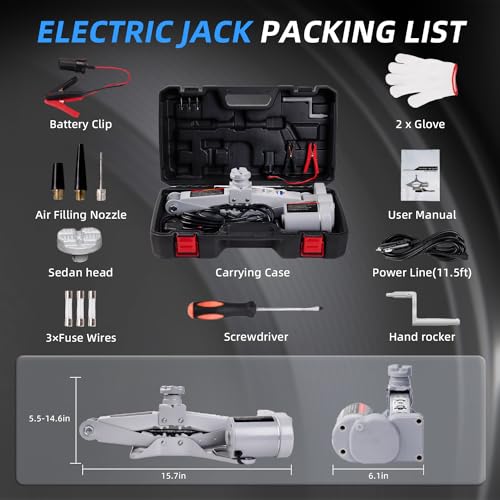 Electric Car Jack 3T Scissor Floor Jack Set 12V Automatic Vehicle Lift Kit for Tire Change L9182