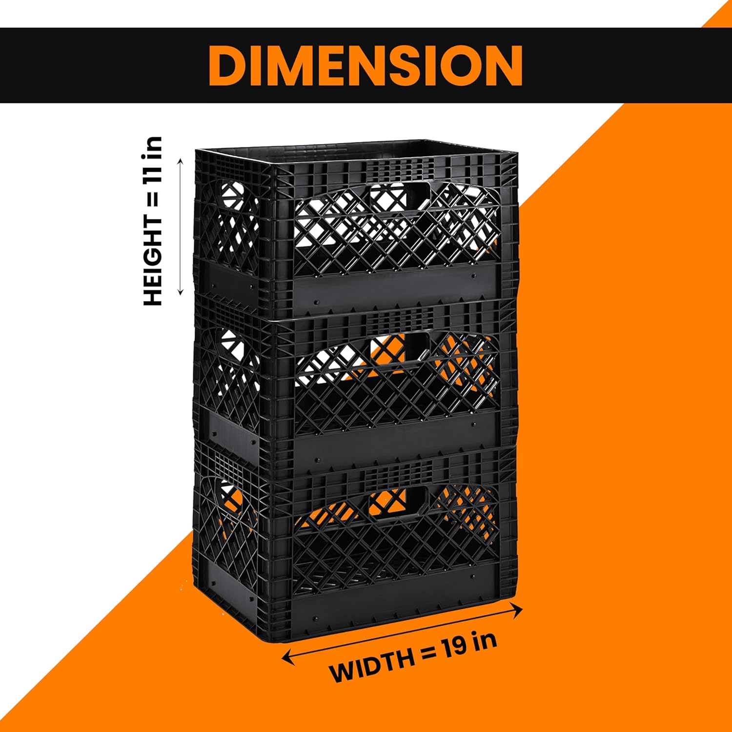 24QT Plastic Heavy-Duty Milk Crate, Black Y977