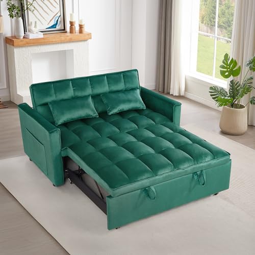 Convertible Sleeper Sofa Bed with Pull-Out Bed and Adjustable Backrest V521
