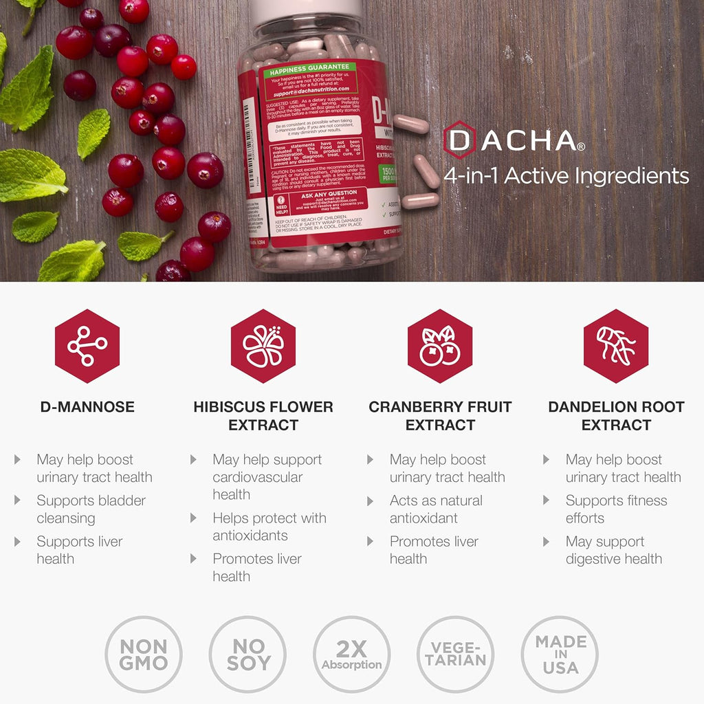 D-Mannose Capsules with Cranberry and Hibiscus for Urinary Tract Health Z4291