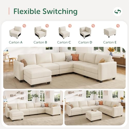 Corduroy Modular Sectional Couch with Storage, L-Shaped, 6 Seater, Dark Gray X823135