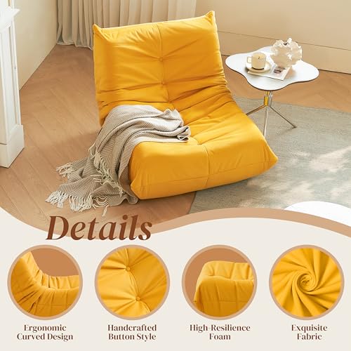 Bean Bag Chair for Adults, Suede & Microfiber Corner Lounge Sofa, 3-Seater, Beige F9802