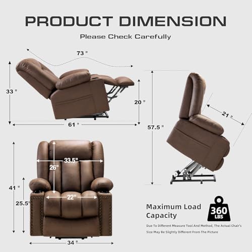 Power Lift Recliner Chair for Elderly with Heat and Massage, Adjustable Positions, Dark Brown P618617