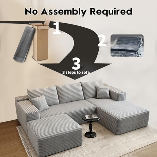 Modular Sectional Sofa with Ottoman, U-Shaped Deep Seat Couch for Living Room O870