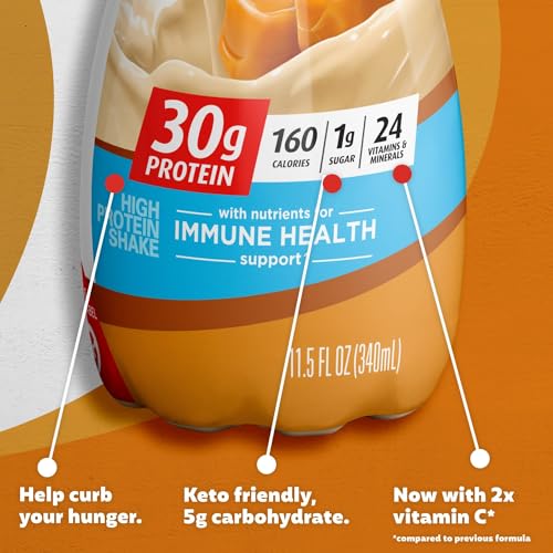 Café Latte Protein Shake, 30g Protein, 1g Sugar, 11.5 fl oz, 12 Pack W5537