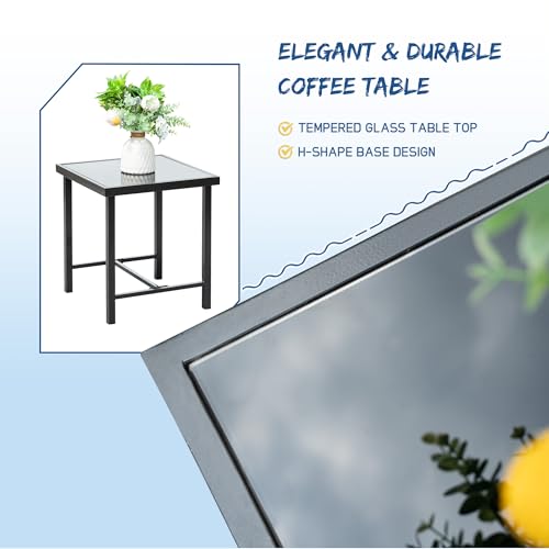 3 Piece Rocking Wicker Bistro Set with Glass Coffee Table J90293