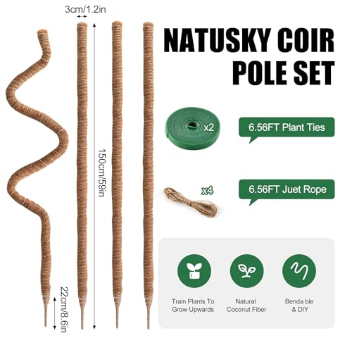 2 Pack 63 Inch Bendable Moss Pole for Climbing Plants B44433