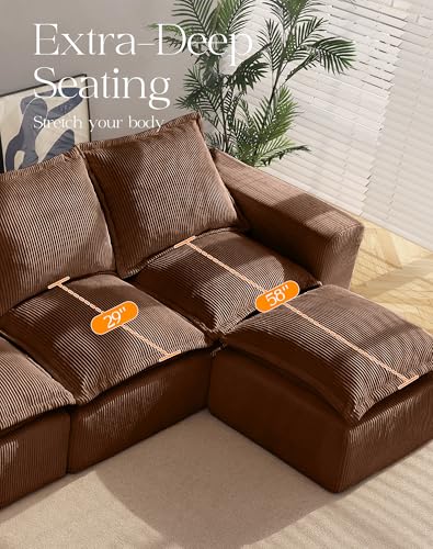 Modular Sectional Sofa with L-Shape Chaise, Deep Seat, No Assembly Required M95554