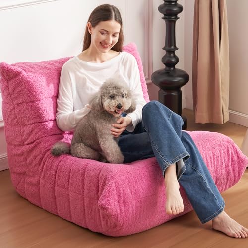 Bean Bag Chair for Adults with Memory Foam, Black Plush X409228
