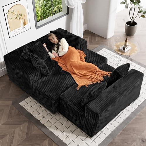 Modular Sectional Sofa with Chaise Lounge, Corduroy Memory Foam, Black Z82307