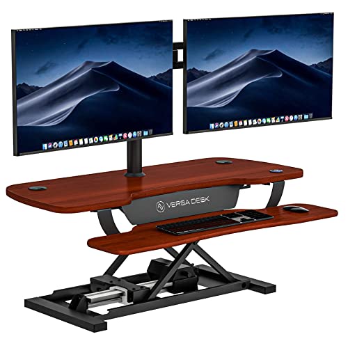 Electric Standing Desk Converter, Height Adjustable Sit to Stand Riser, Dual Monitor Workstation, Black Z74939