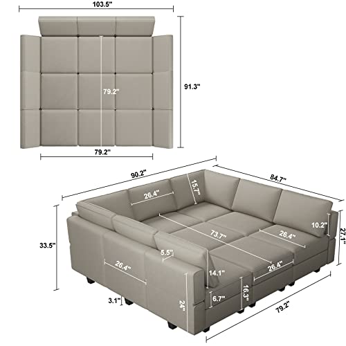 Modular Velvet Sectional Sofa with Chaise Lounge and Storage X4138