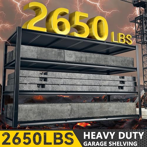 60" W Garage Shelving, 5-Tier Heavy Duty Metal Storage Shelves B8137