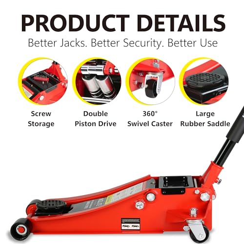 Heavy Duty Hydraulic Floor Jack, Low Profile Steel Racing Jack, 2 Ton Capacity, Blue H1350