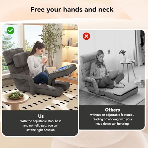 Folding Floor Chair with Adjustable Backrest, Portable Recliner Seat for Adults N6716