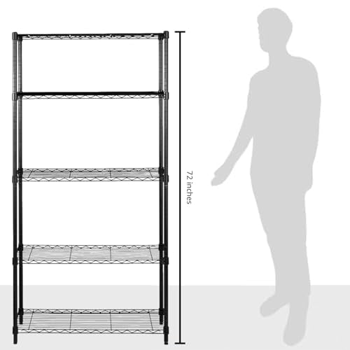 5-Shelf Adjustable Heavy Duty Steel Wire Storage Shelving Organizer, 36" L x 14" W x 72" H X6421