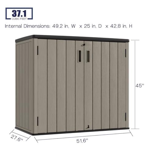Outdoor Vertical Storage Shed, 57 Cu.ft, Waterproof, Lockable, Brown G868262