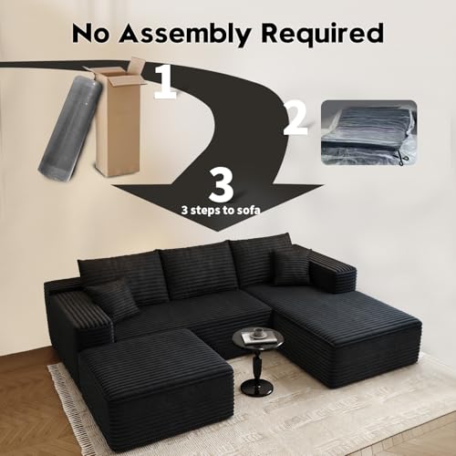 Modular Sectional Sofa with Ottoman, U-Shaped Deep Seat Couch for Living Room O870