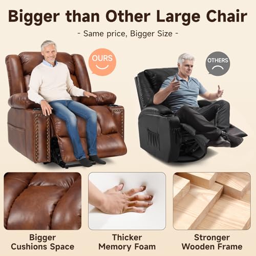 Power Lift Recliner Chair for Elderly with Heat and Massage, Adjustable Positions, Dark Brown P618617