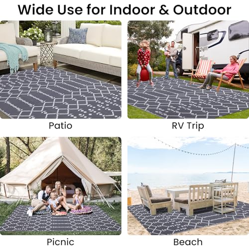 Waterproof Outdoor Rug 5x8 ft, Reversible Plastic Straw Patio Mat Z2613