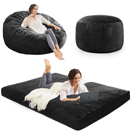 Giant Bean Bag Chair Convertible Bed with Microfiber Cover X2136