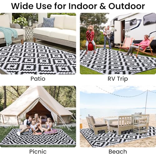 Waterproof Outdoor Rug 5x8 ft, Reversible Plastic Straw Patio Mat Z2613