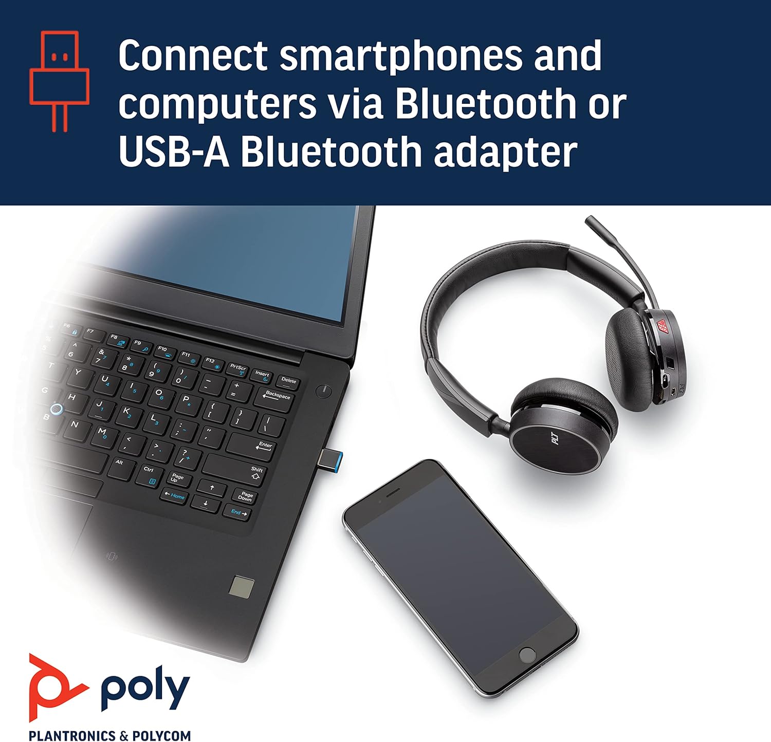 Bluetooth Single-Ear Headset with Charge Stand for PC, Mac & Desk Phone L18040