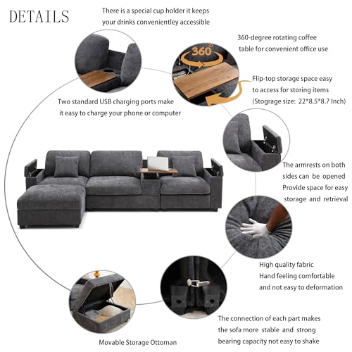 Modular Sectional Sofa with Ottoman, U-Shaped Lounge Couch H930