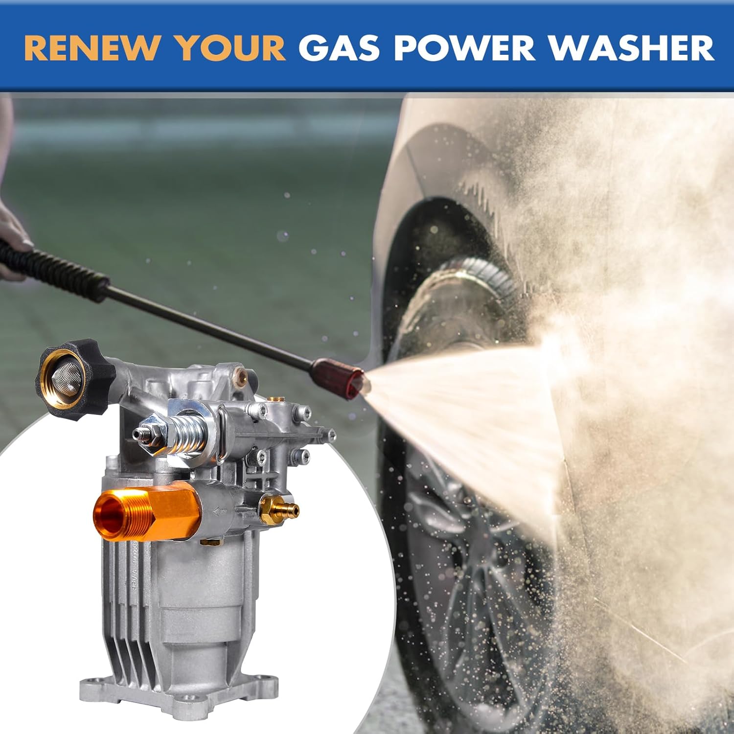 Pressure Washer Pump 3100 PSI 2.5 GPM Y5089