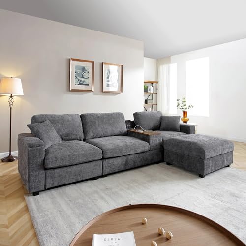 Modular Sectional Sofa with Ottoman, U-Shaped Lounge Couch H930