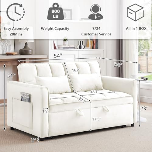 Convertible Sleeper Sofa Bed with Pull-Out Bed and Adjustable Backrest V521