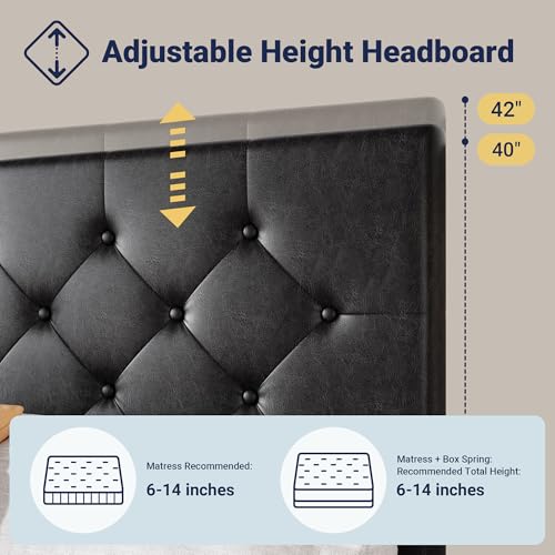 Upholstered Queen Platform Bed Frame with 4 Storage Drawers and Headboard G724955