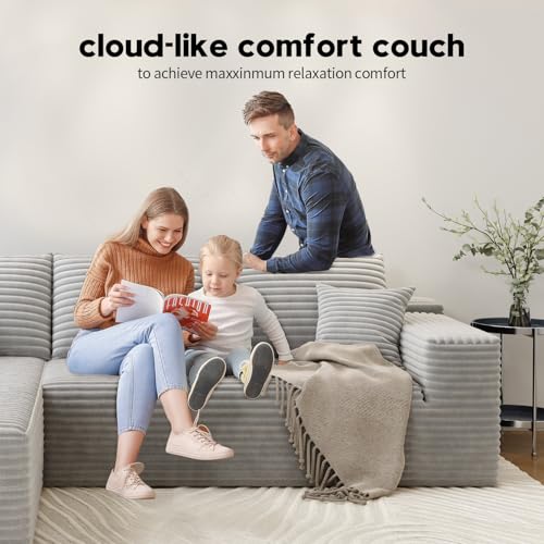 Modular Sectional Sofa with Ottoman, U-Shaped Deep Seat Couch for Living Room O870