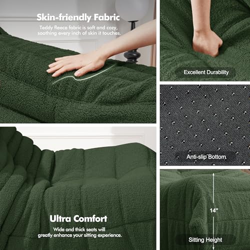 Bean Bag Chair for Adults with Memory Foam, Black Plush X409228