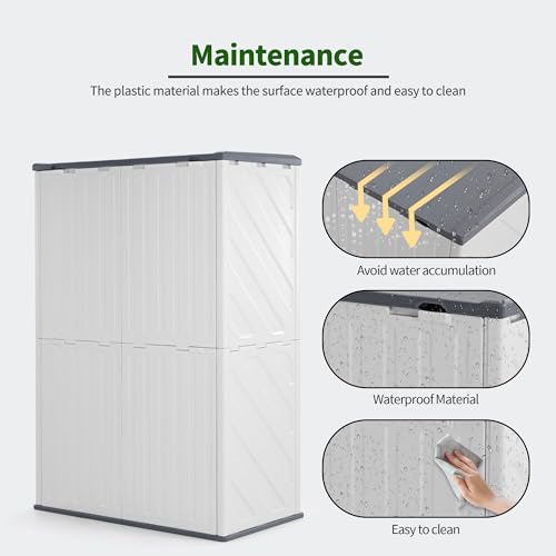 Plastic Storage Shed 4.3 x 2.5 ft, Waterproof Outdoor Cabinet with Floor L995