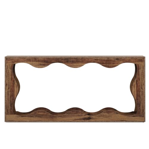Farmhouse Console Table with Storage, Couch Table Behind Sofa, Narrow Hallway Stand, Brown K521