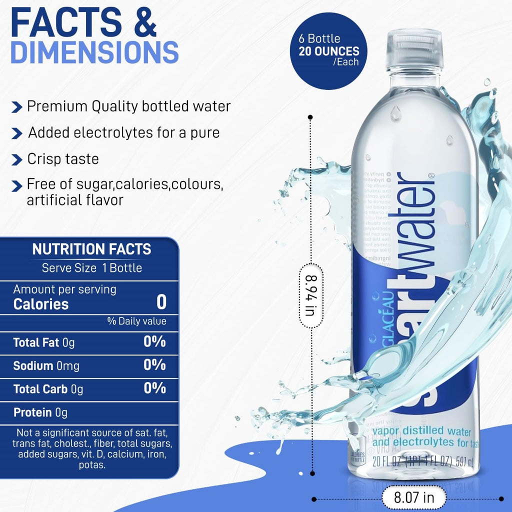 Smartwater 20oz Bottles, Pack of 6 N99305