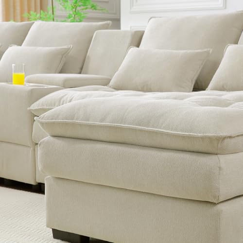 Modular Sectional Sofa with Ottoman, U-Shaped Lounge Couch H930