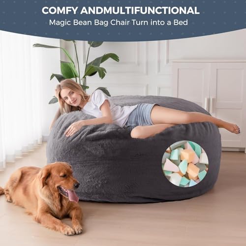 Giant Bean Bag Chair Bed for Adults, Convertible Floor Sofa Mattress R473823