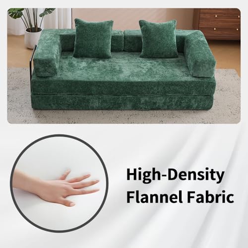 Corduroy Convertible Sleeper Sofa Bed with Pillow, Beige O72530
